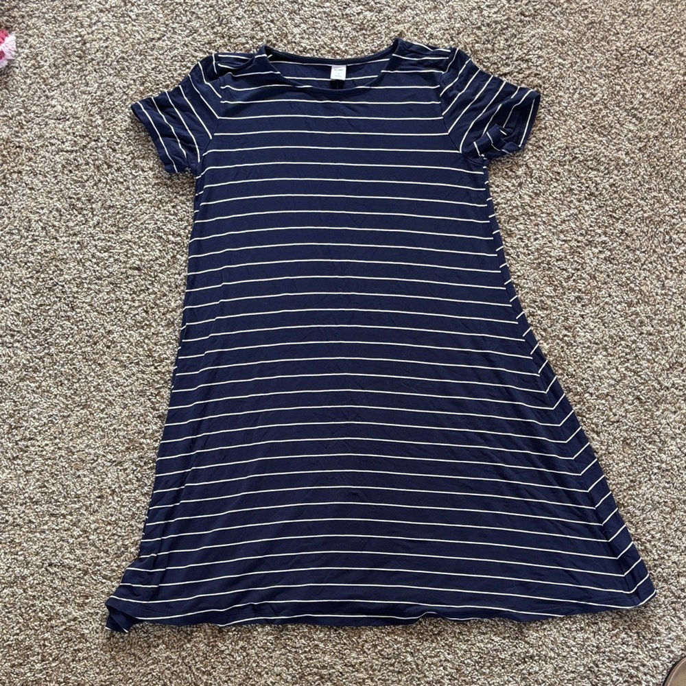 Old Navy Navy and White Striped Casual Dress